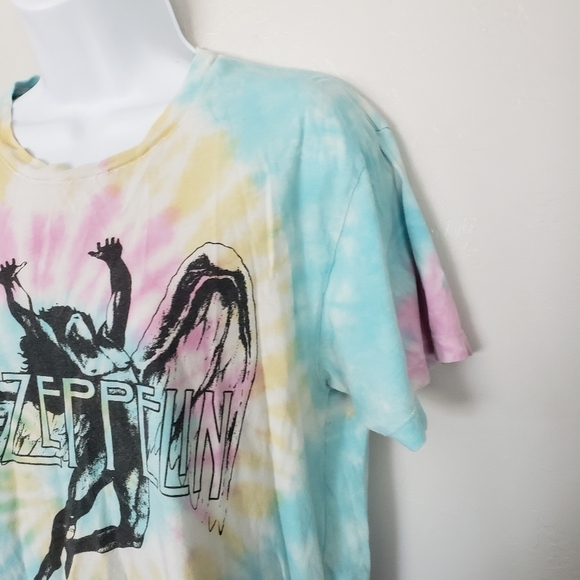 Daydreamer Led Zeppelin Tie Dye Short Sleeve T-shirt Band Tee Pink Yellow Blue - Picture 3 of 8